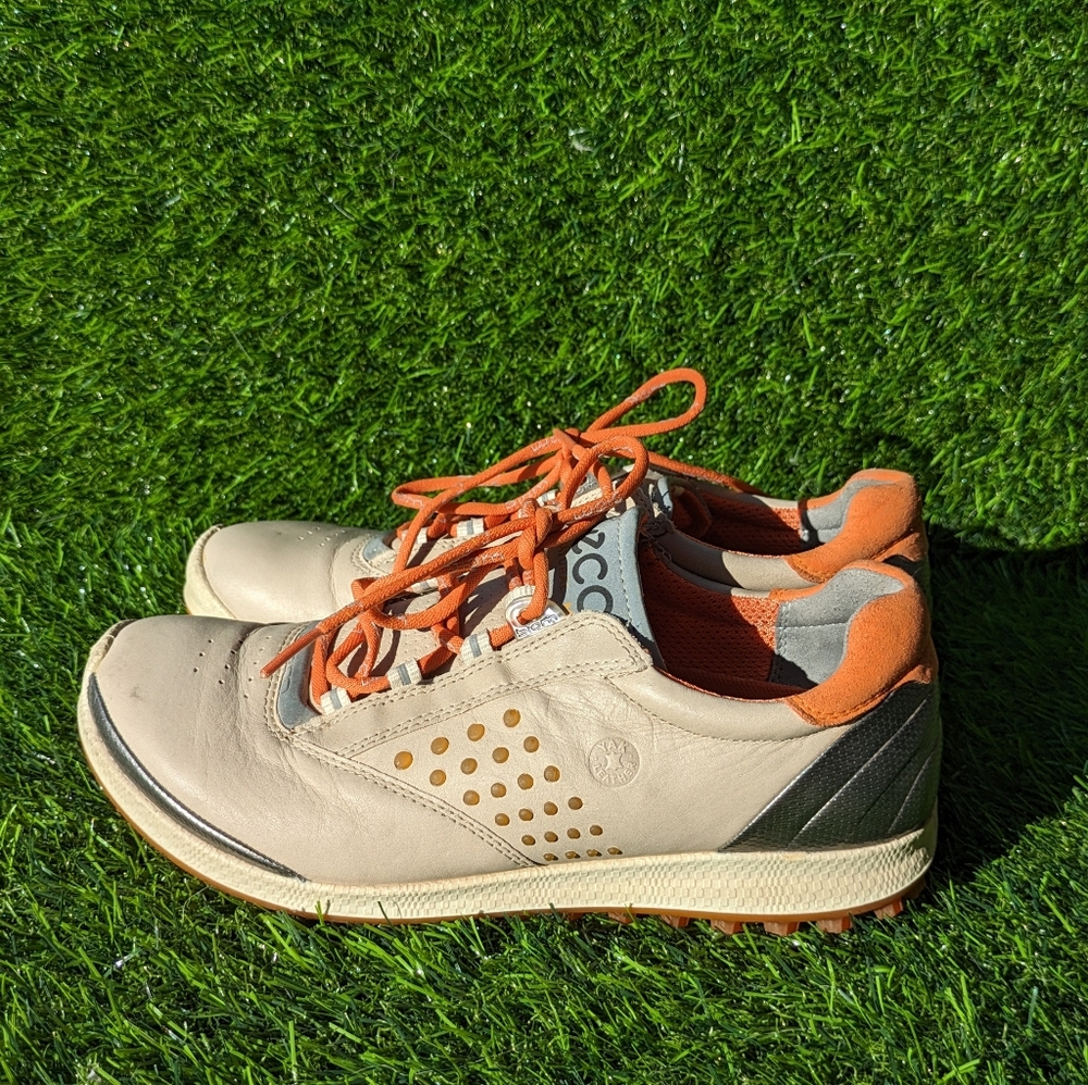 Ecco Biom Yak Spikeless Leather Golf Shoes Tan Orange EU 36 Womens